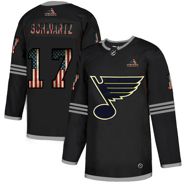 St. Louis Blues #17 Jaden Schwartz Adidas Men Black USA Flag Limited NHL Jersey